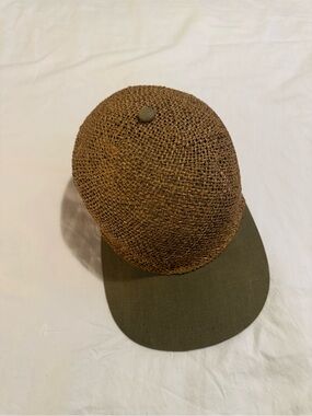 Bailey Co. Brown Woven Straw Cap with Olive Green Brim EUC 0830